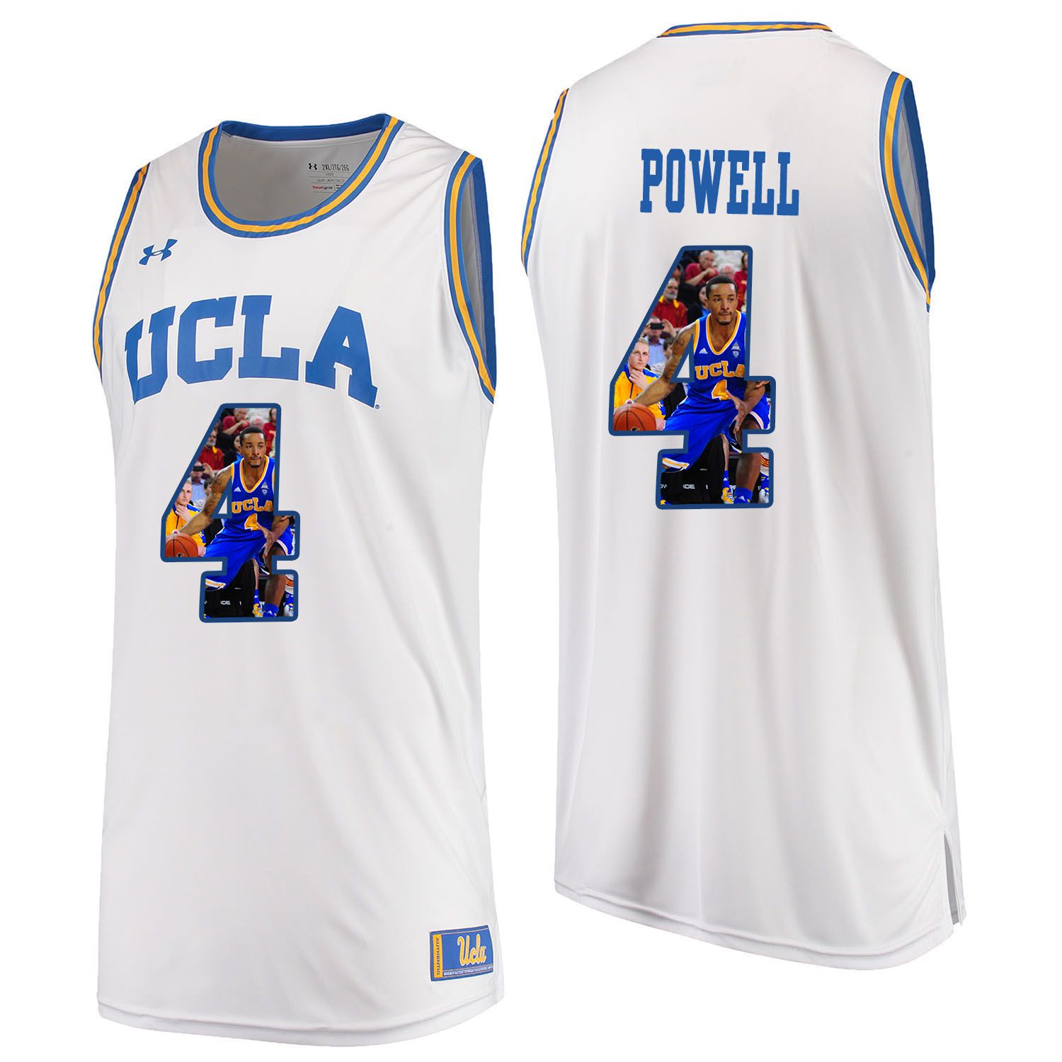 Men UCLA UA #4 Powell White Fashion Edition Customized NCAA Jerseys